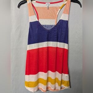 Splendid Striped Scoop Neck Tank Top in Red, Navy & Yellow Size Large